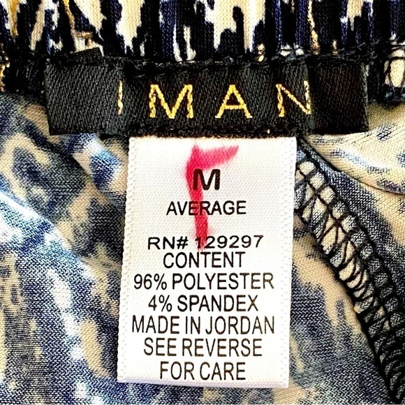 IMAN Global Chic Pants Luxury Wide Leg Style Blue/Gold/Cream Women M Average - Picture 8 of 11